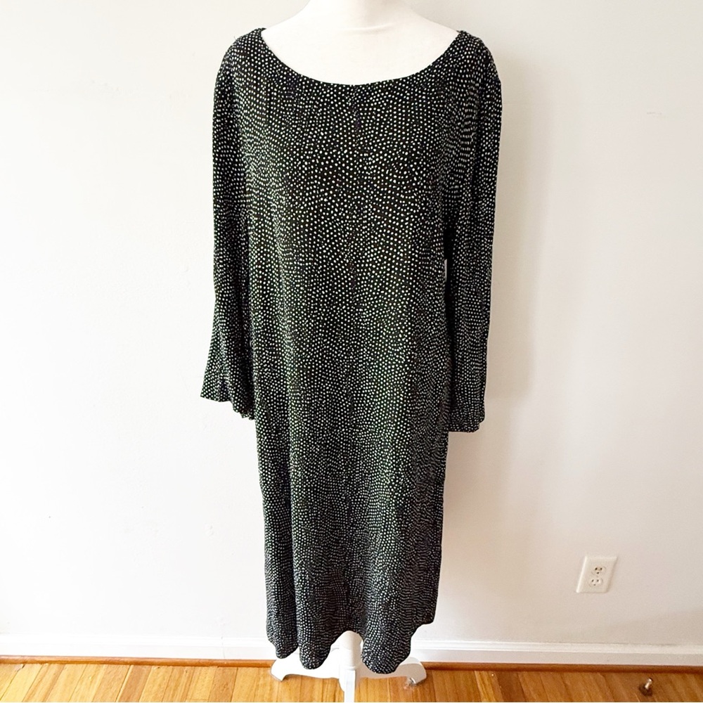 Habitat Women Polka Dot 3/4 Sleeve Midi Dress Large‎ Lagenlook Causal Timeless
